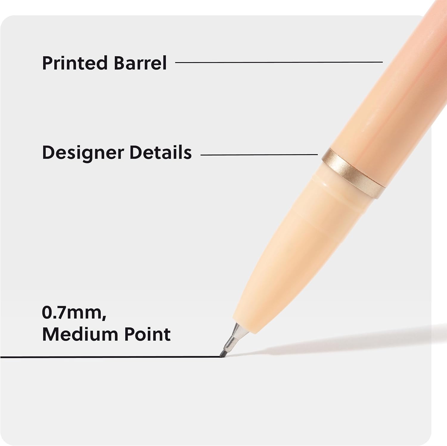 U Brands Catalina Felt Tip Pens with Rose Gold Accents, Medium (0.7 mm) Point, Black Ink, Set of 6, Lucent Dreams