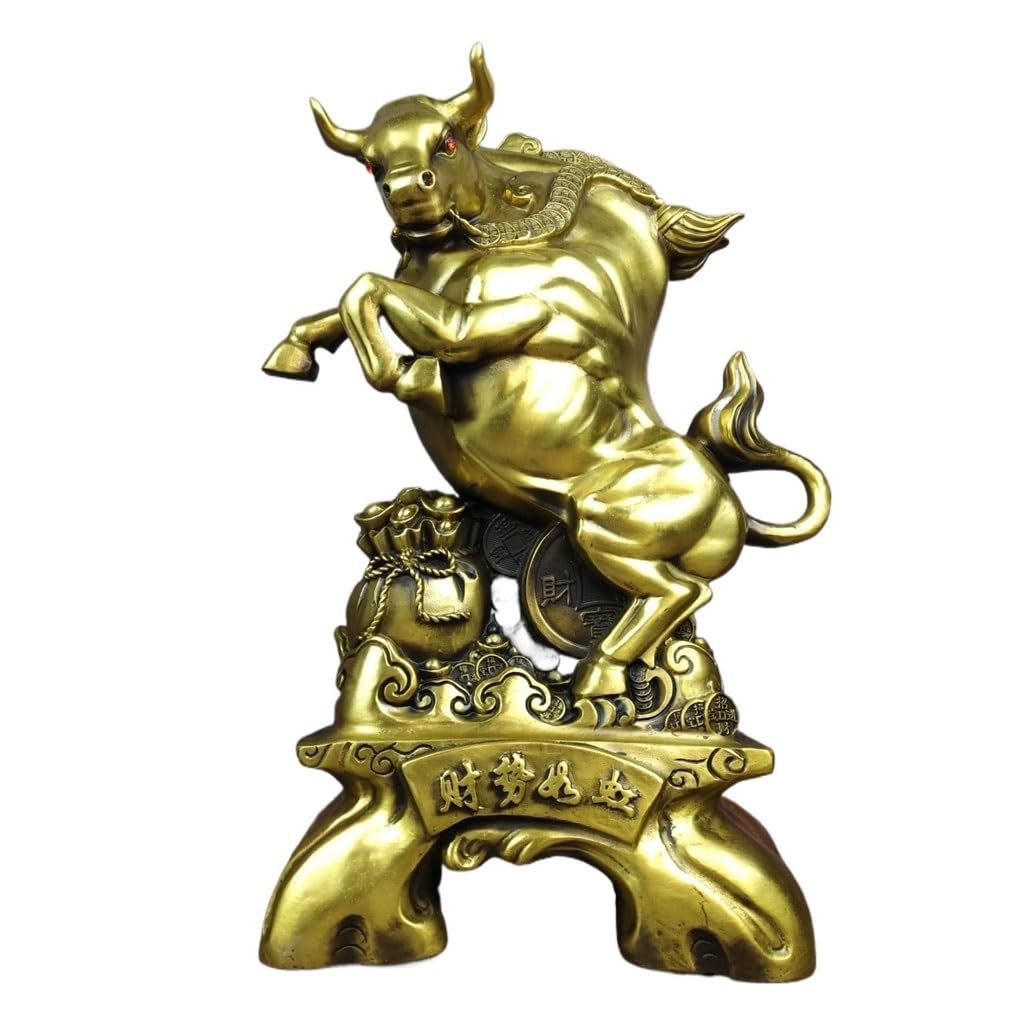 IUokLU Home Decor Statues Office Decoration Crafts Metal Brass Cow Ornaments Home Furnishings Entrance Counter Crafts Desktop Figurines (size_name S)