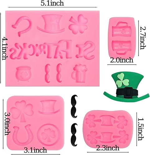Miniatura 2 de Moldes de silicona de chocolate con trébol del día de San Patricio moldes para hornear fondant de sombrero irlandés para decoración de pasteles