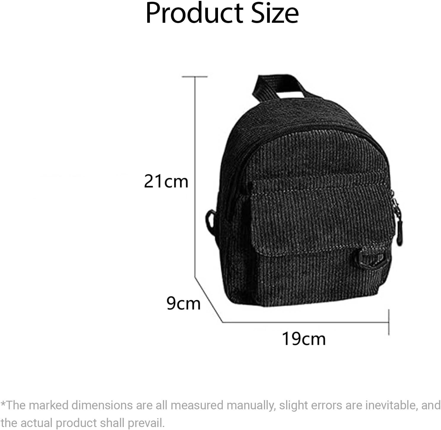Corduroy Mini Backpack for Womens and Girls, Women's Small Backpack Casual Corduroy Backpacks Fashion Cute Backpacks Purse (Solid, Black) - Image 2