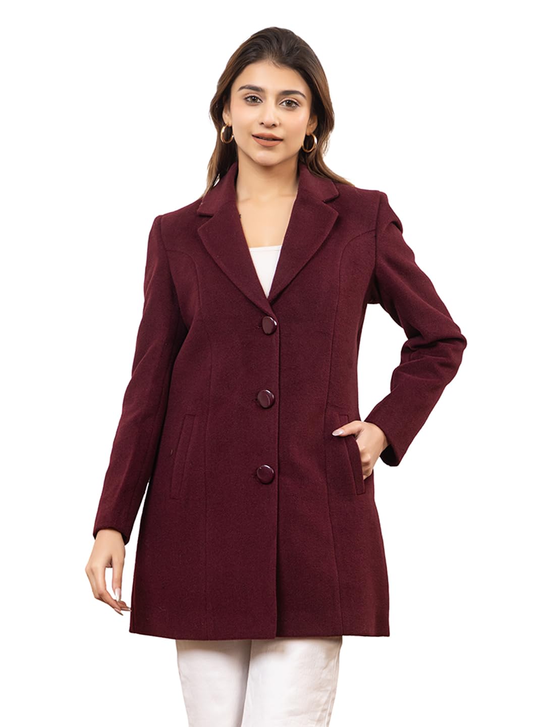 twenty me Winter Wear Casual Wear Acrylic Blend Soft & Warm Full Sleeve Solid Womens Long Coat (4354) (4354)-picture-13