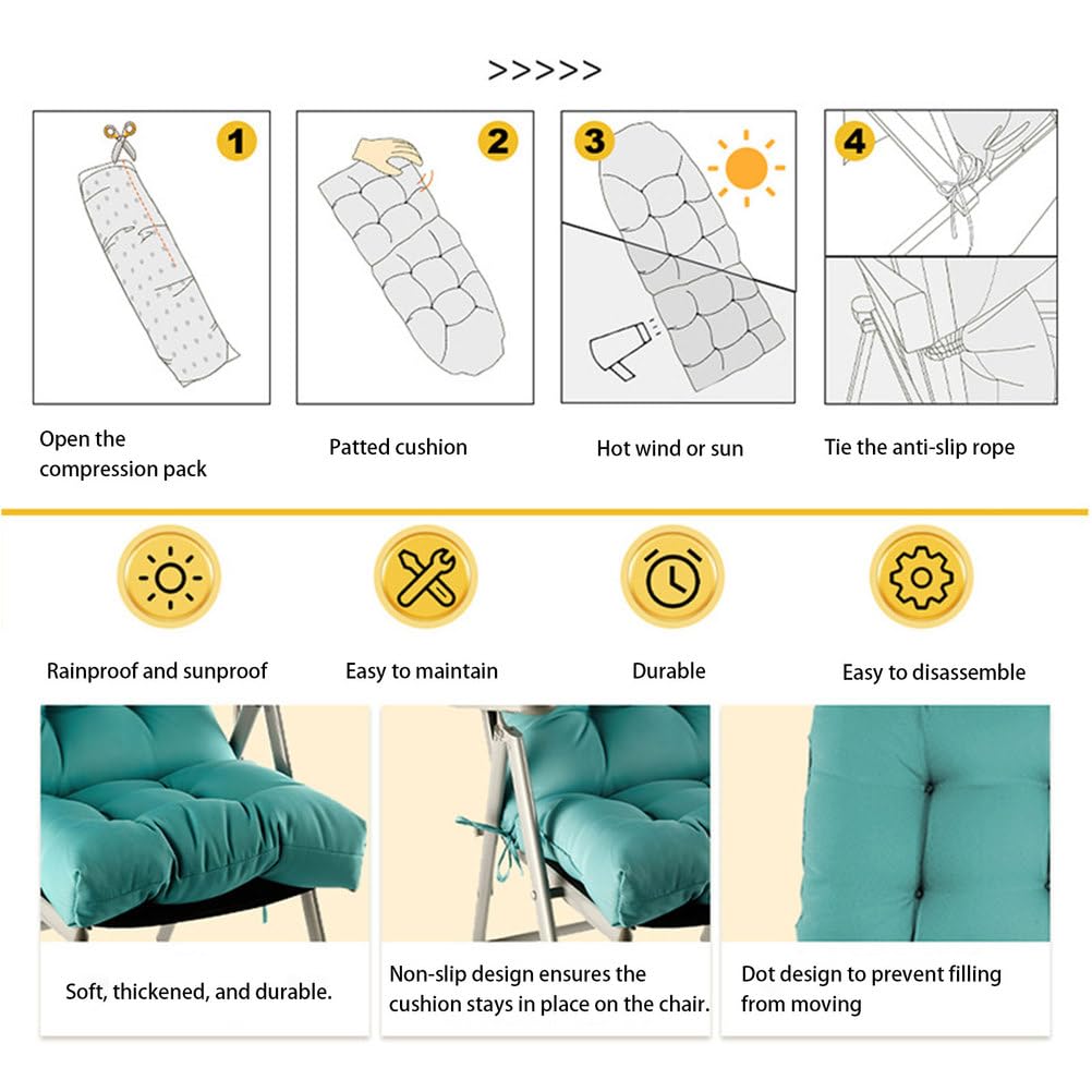 Adirondack & Rocking Chair Cushion Wysokie oparcie Poduszki na patio - wewnątrz/na zewnątrz pogrubiona poduszka na fotel bujany, odporna na blaknięcie i wodoodporna, khaki