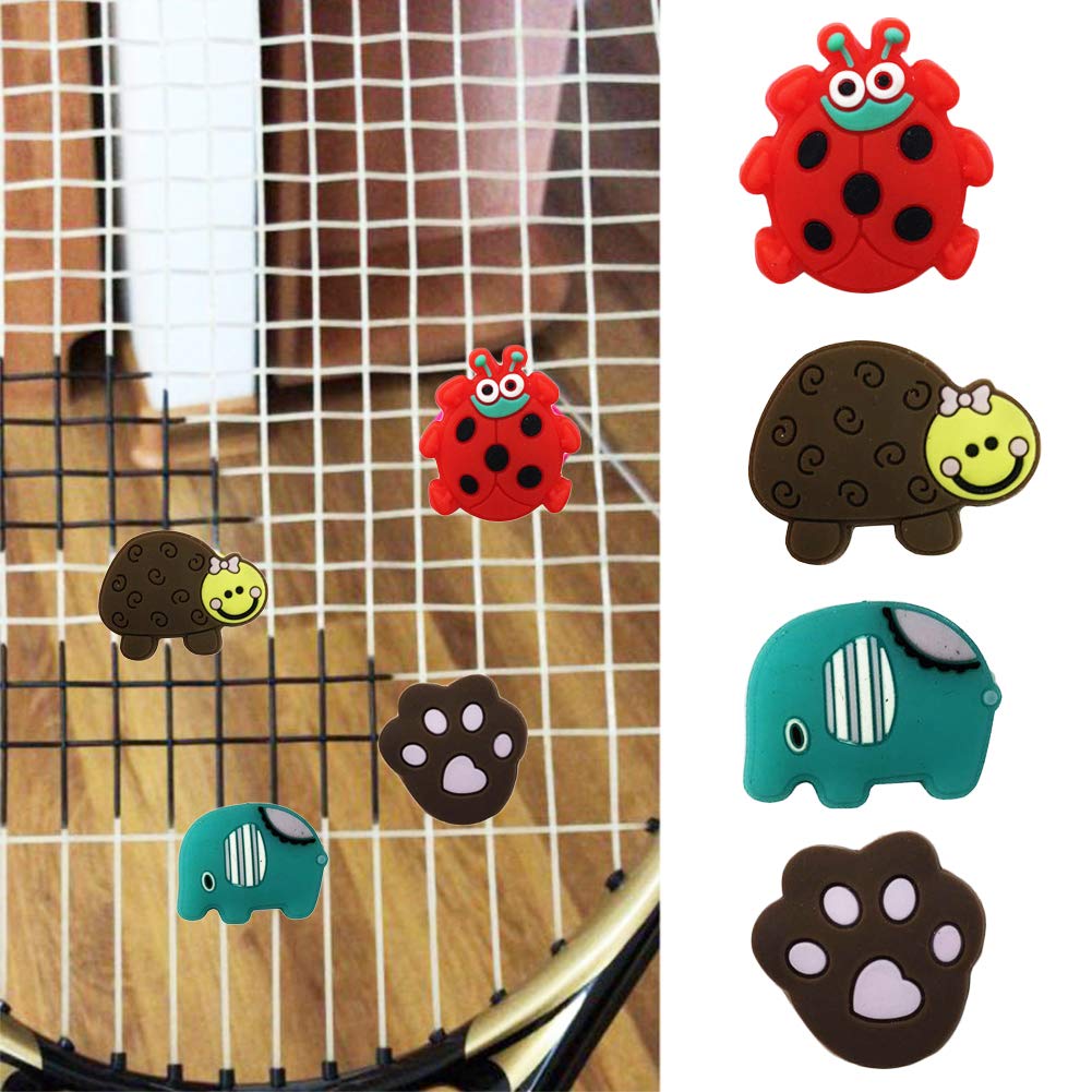 Amortisseurs Anti-Vibration Tennis – Lot De 8, Animaux Mignons En Silicone, Réduit Les Chocs, Accessoire Cadeau