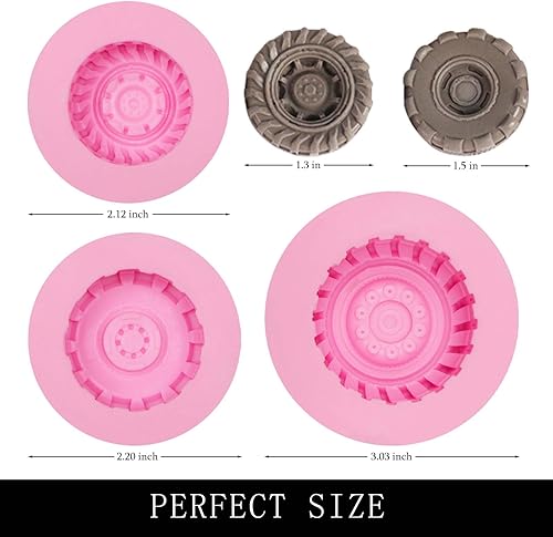 Miniatura 2 de Moldes de silicona para neumáticos, moldes de chocolate redondos grandes 3D para ruedas de camión monstruo, decoración de cupcakes, resina de jabón