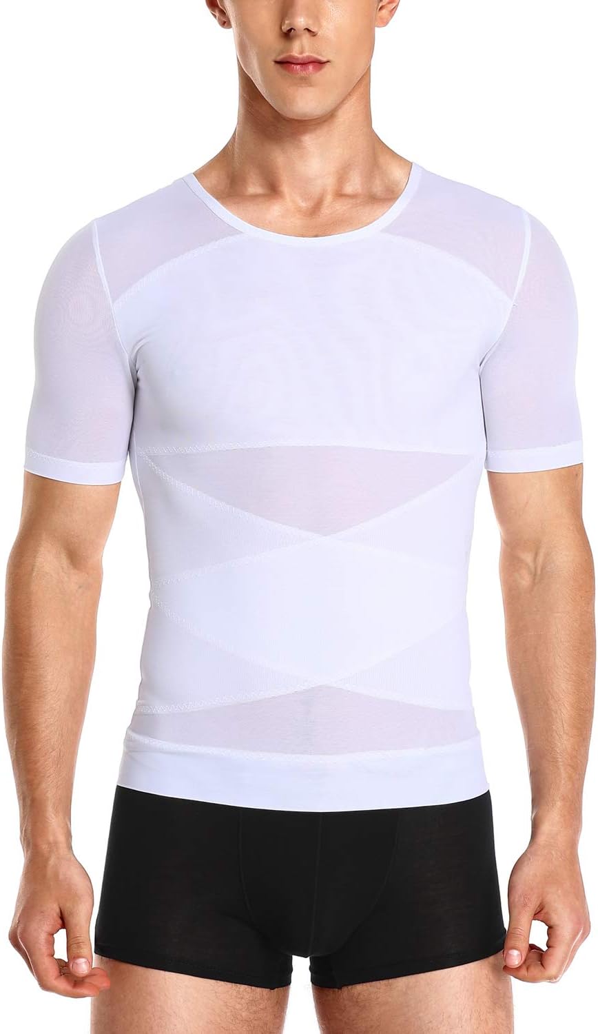 Slimming T Shirts Men Tummy Control Body Shaper Gynecomastia Compression Tops Posture Corrector Shapewear