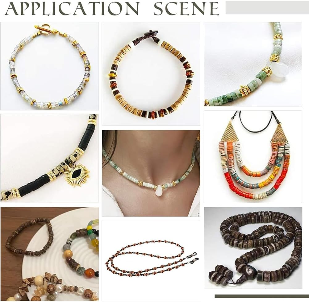 SUPERFINDINGS 6 Strands About 528pcs Coconut Wood Nut Heishi Beads Strands 8mm Brown Heishi Spacer Beads Flat Round Coconut Shell Bead for Bracelet Necklace Earring Jewelry Making,Hole: 1mm - Image 7