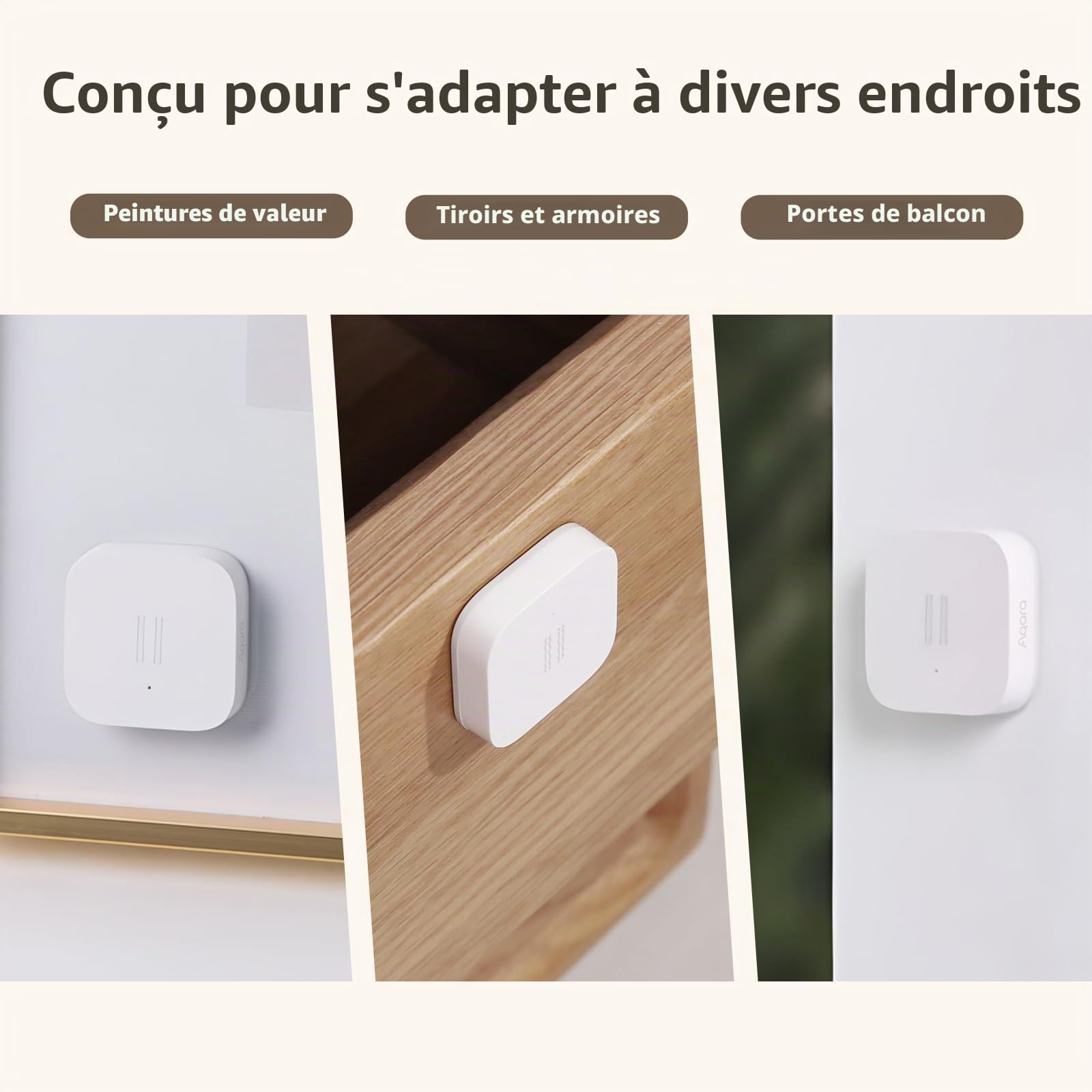 Aqara Capteur de Vibrations T1，Zigbee 3.0, Nécessite Un hub Aqara, Détection des Vibrations, de l'inclinaison et des Chutes, Compatible avec HomeKit, Alexa et Google Home