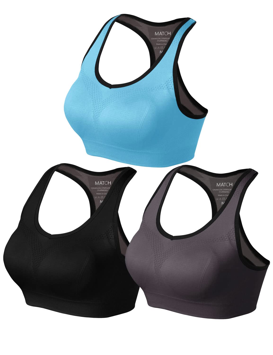 Match Racerback Sports Bras for Women – Padded Seamless Strappy Workout Tops for Yoga Gym Runing Fitness Sports Bras