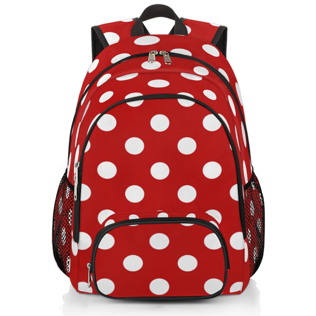 YPPAHHHH School Backpack for Boys Girls, Red White Polka Dot Elementary School Bags Polka Dot Lightweight Bookbag Laptop Backpack Casual Daypack