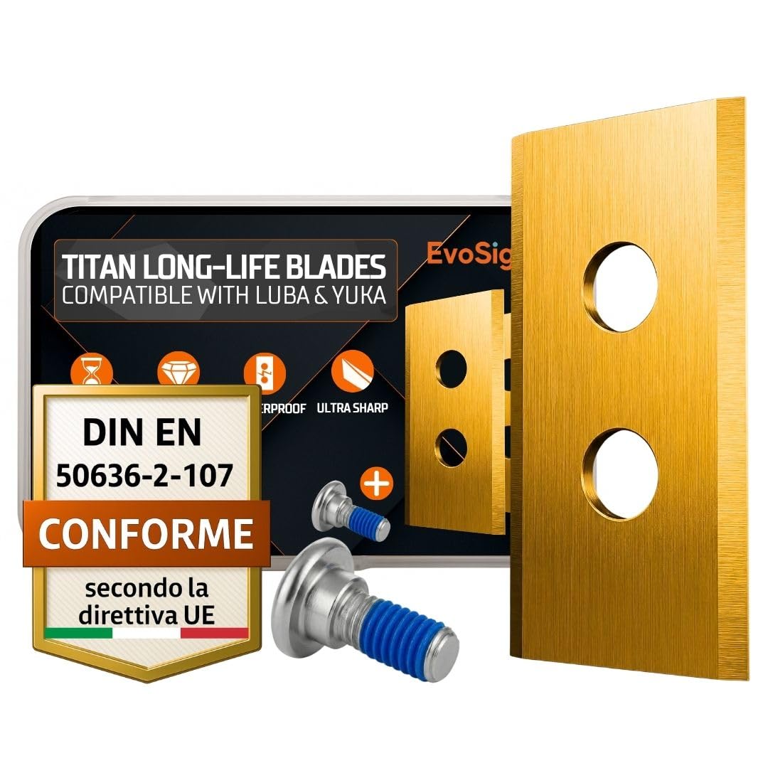 45x Lame di Ricambio in Carburo di Titanio per Robot Tagliaerba Mammotion LUBA 1/2/3 & YUKA – Lame LongLife (1,0 mm) con Cuore in Acciaio Inox e Viti di Sicurezza per Luba Mini & YUKA Mini