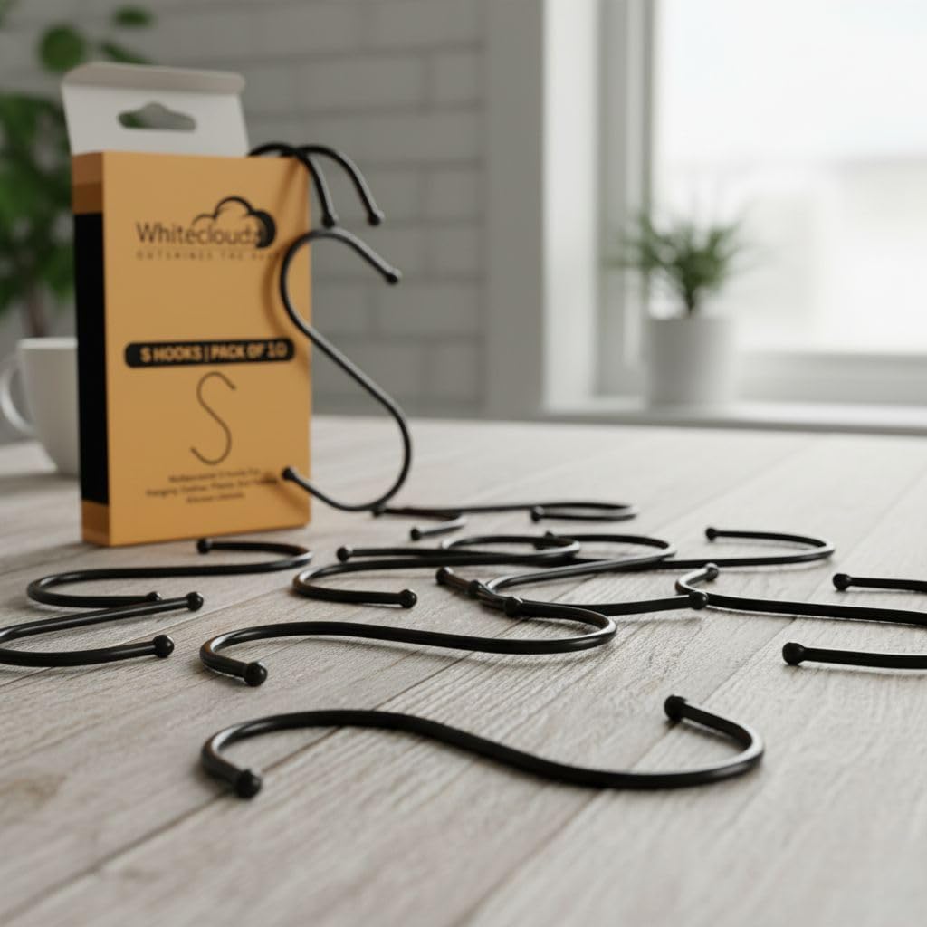 30 Pack Black S Hooks for Hanging Plants, Metal Hooks for Hanging, S Hooks for Hanging Heavy Duty, Durable S Shaped Kitchen Hooks for Kitchenware, Pots, Utensils, Clothes & Bags - Image 6