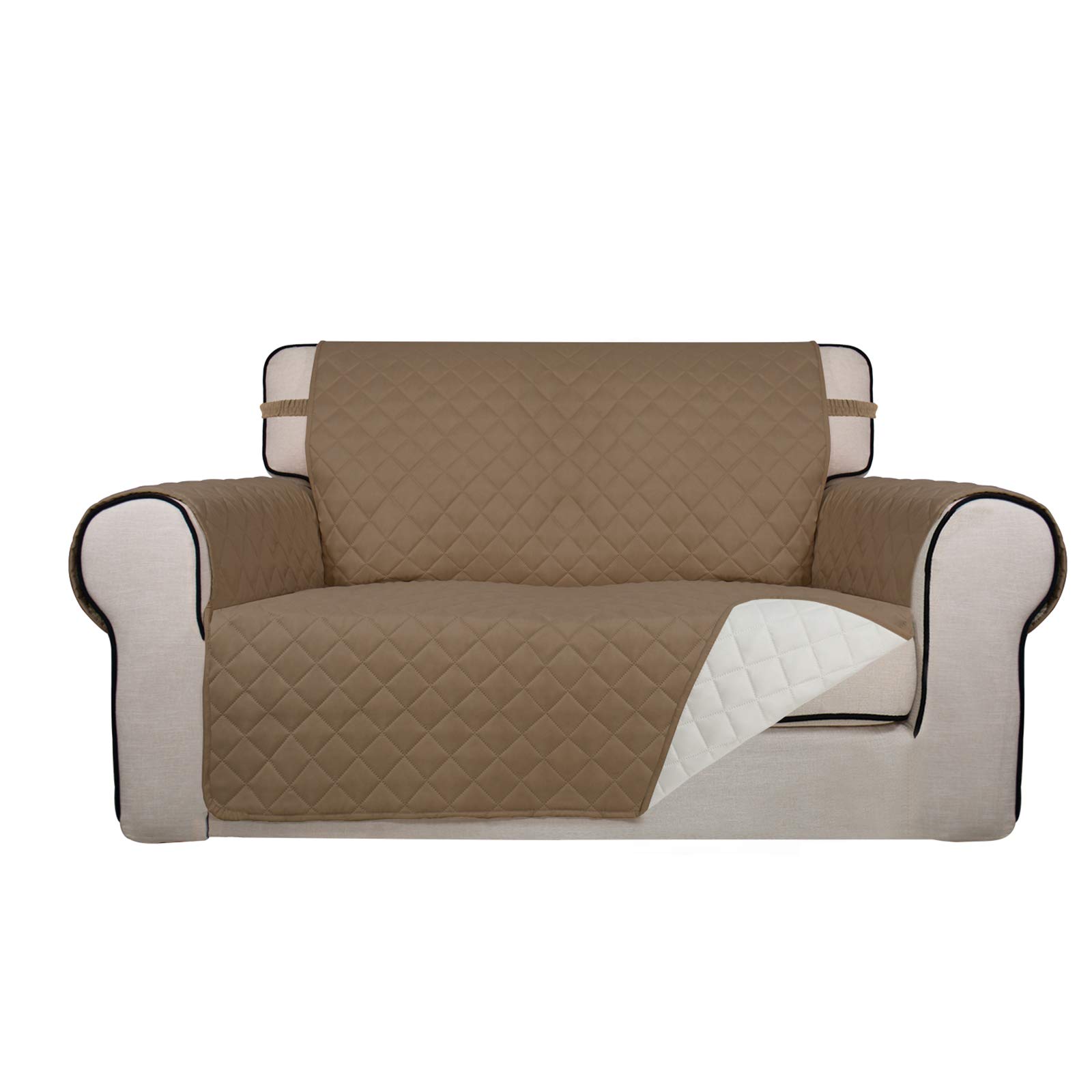 PureFit Reversible Quilted Sofa Cover, Water Resistant Medium Slipcover Furniture Protector, Washable Couch Cover with Non Slip Foam and Elastic