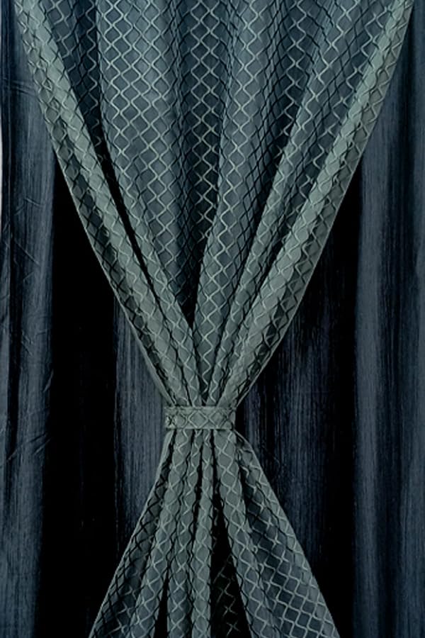 Image of Double Curtains 2 in 1 Embroidery Transparent Curtain with 80% Blackout Curtain Best for Every Interior Living Room(D Gray, 8 feet 2piece)