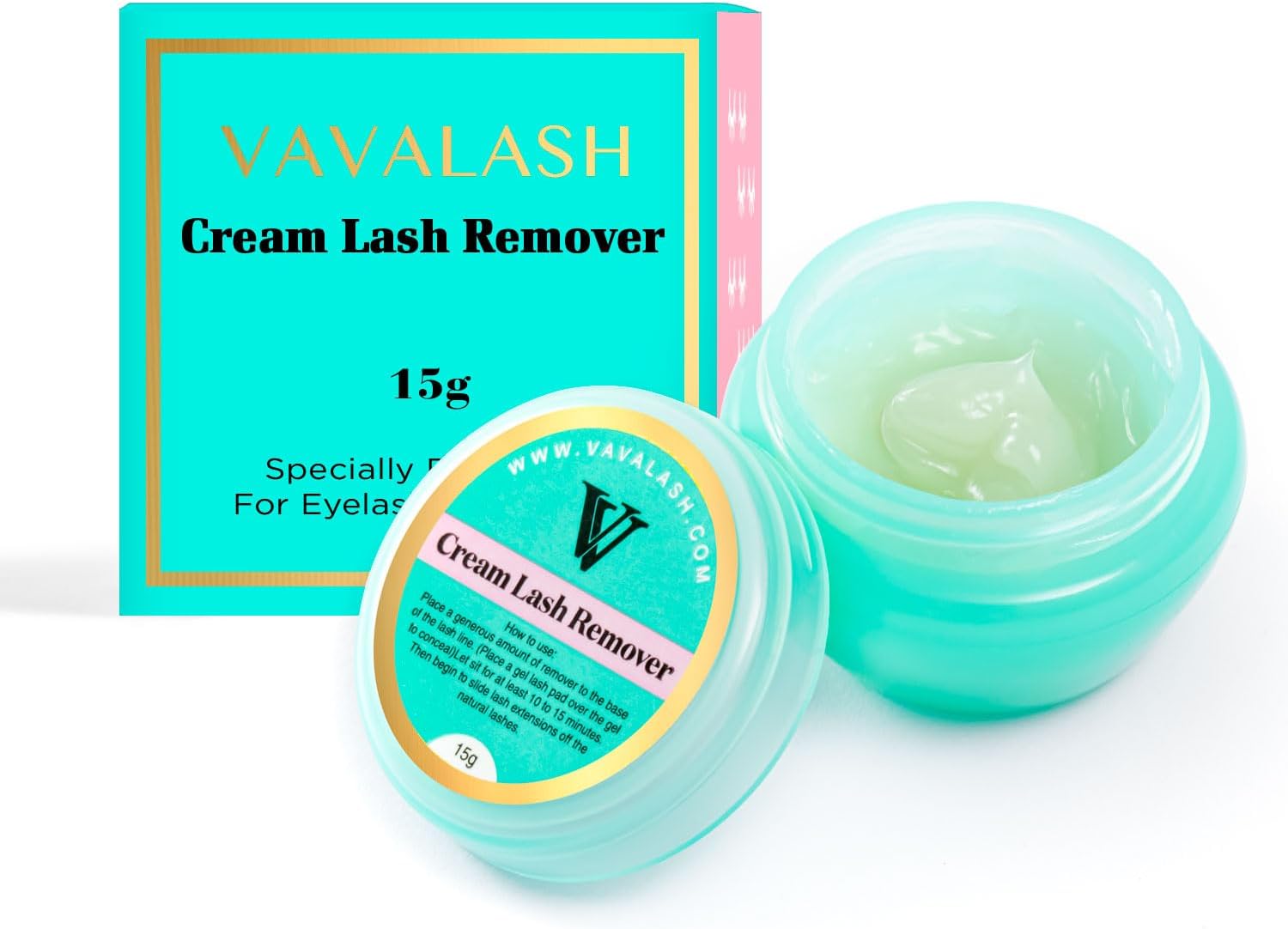 VAVALASH Lash Remover For Lash Extensions Eyelash Extension Cream Remover Low Irritation Cream Remover for Sensitive Skin Fast Dissolution Professional Eyelash Extensions Salon Use(15g)