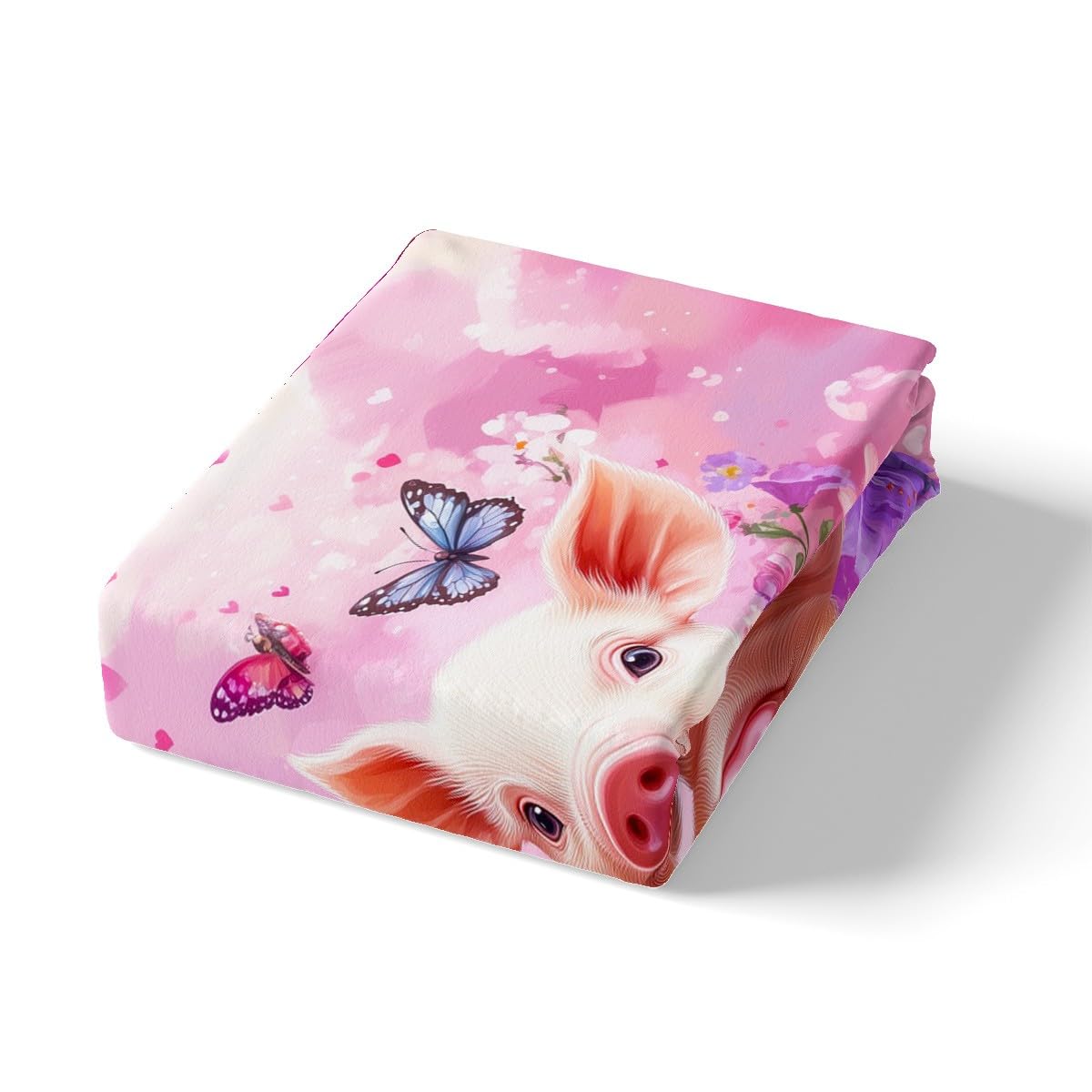 Niedliches Pärchen-Schweine-Bettbezug-Set, volle Größe, Rosen, Gänseblümchen, Valentinstag, romantisches Bettwäsche-Set, Mädchen und Frauen, Raumdekoration, Cartoon-Tier, rustikaler Bettbezug, rosa