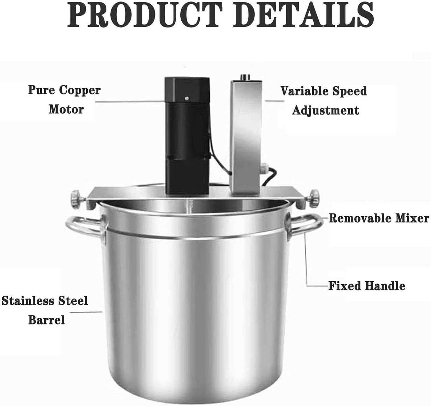 Malaxeur Alimentaire Électrique Professionnel, 25L Capacité avec Agitateur Automatique à Double Raclette pour Confitures, Sauces, Fondue - Équipement de Cuisine Pro pour Restaurant, Traiteur,20L
