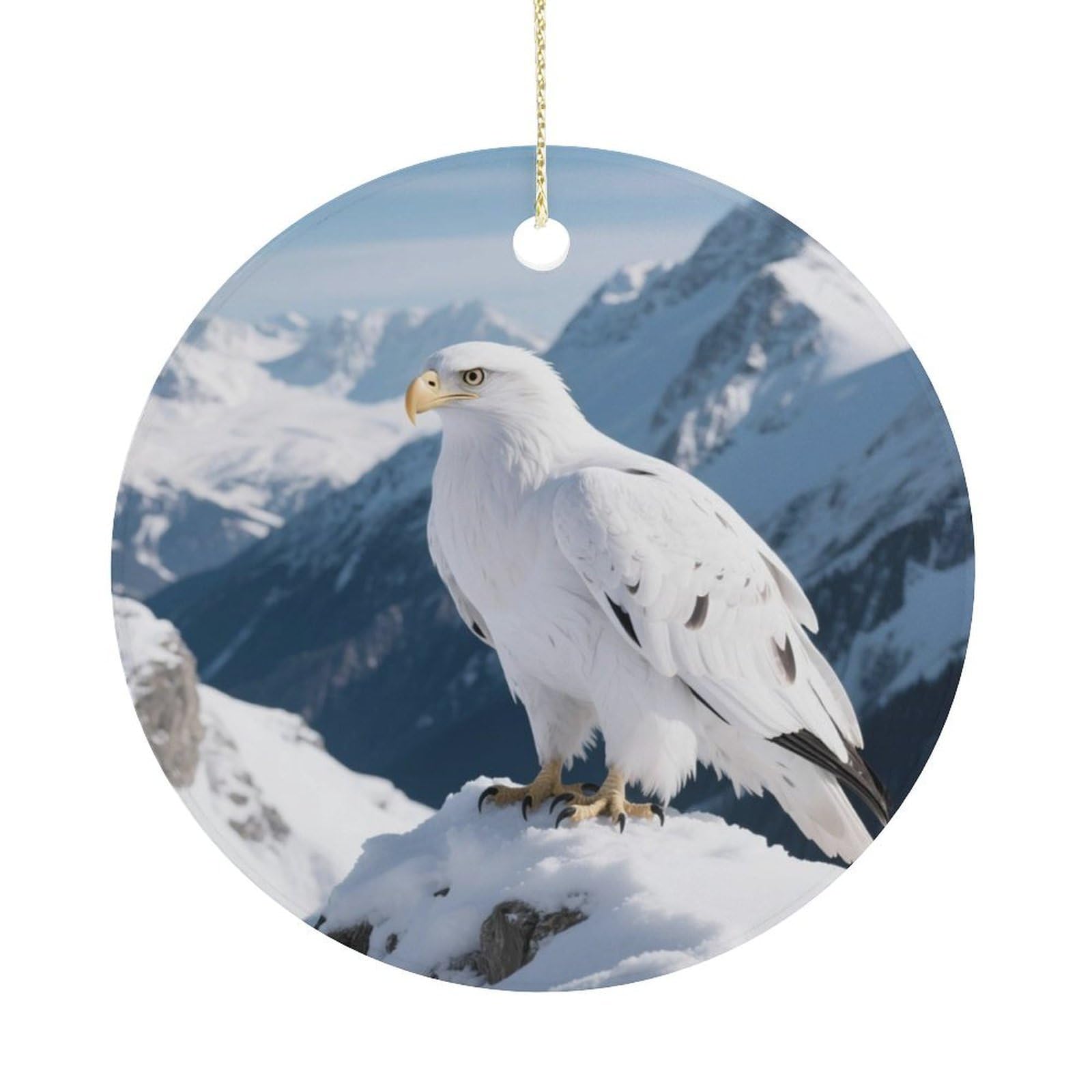 Personalized Christmas Ornaments 2025 Ceramic Hanging Real Eagle Ornaments with Gold String Double-Sided Vintage Holiday Decorations for Tree Mantel Tabletop Xmas Party Favors