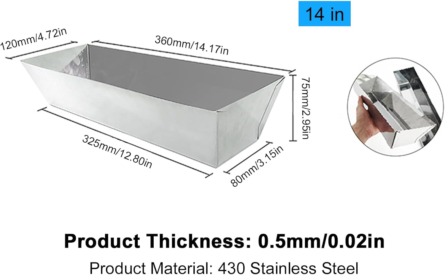 Yunseity 8 Piece Spatula Set for Wall Repair, Stainless Steel Drywall Tool Kit with 14 Mud Pan, 8/12 Scrapers, 6.5 Arc Trowel, 2/3/5 Putty Spatulas, Finishing Trowel