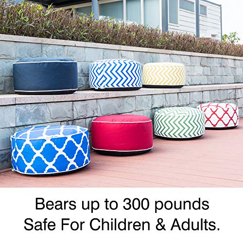 Image of QILLOWAY Inflatable Outdoor Ottoman for Patio, Waterproof Round Pouf, Inflatable Foot Rest, Outdoor Footstool for Poolside, Garden,Camping,Tan,Beige