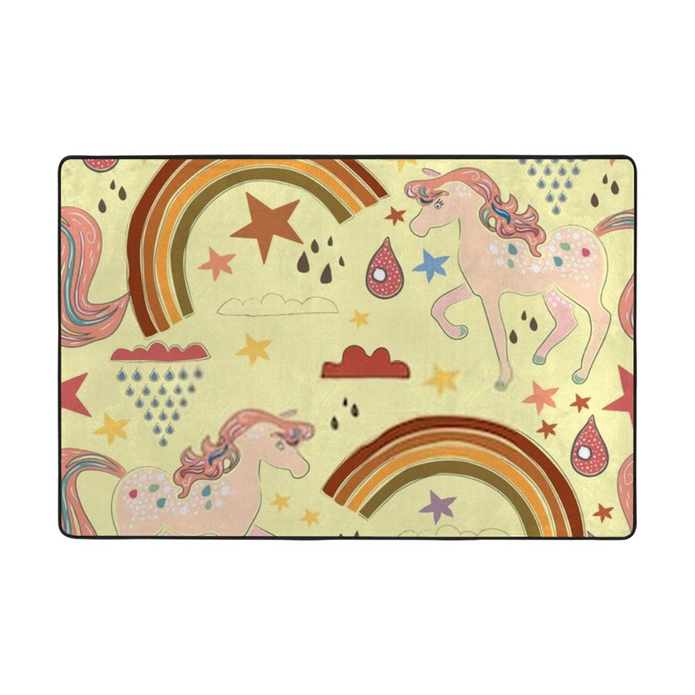 Tapis licornes jaune pour créer un coin lecture douillet en velours corail