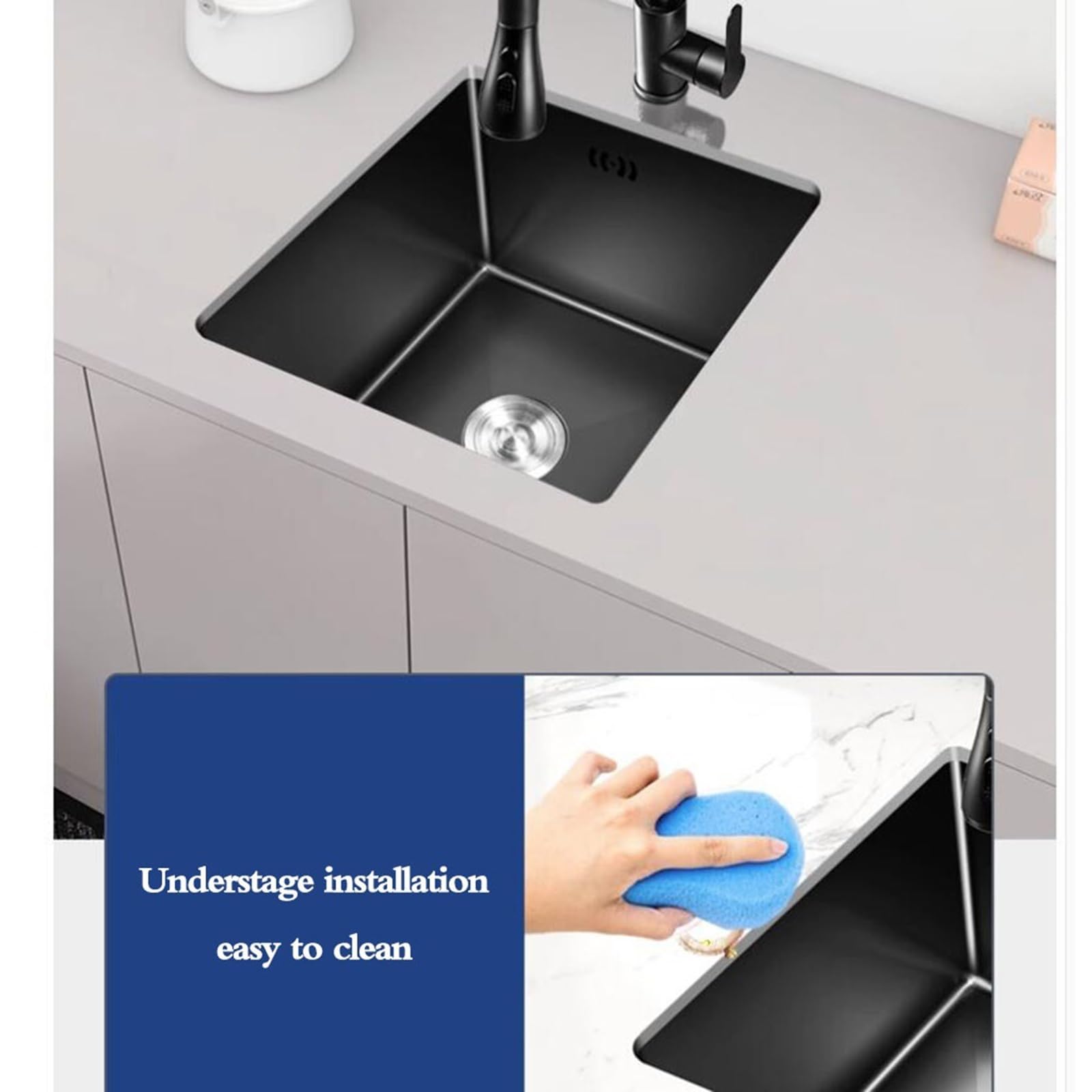 Küchensiphon aus Edelstahl Abflusskorb RV Mini platzsparende Einzelschüssel über und unter der Theke Utility YADZISWs können in Kombination installiert Werden (Farbe: S
