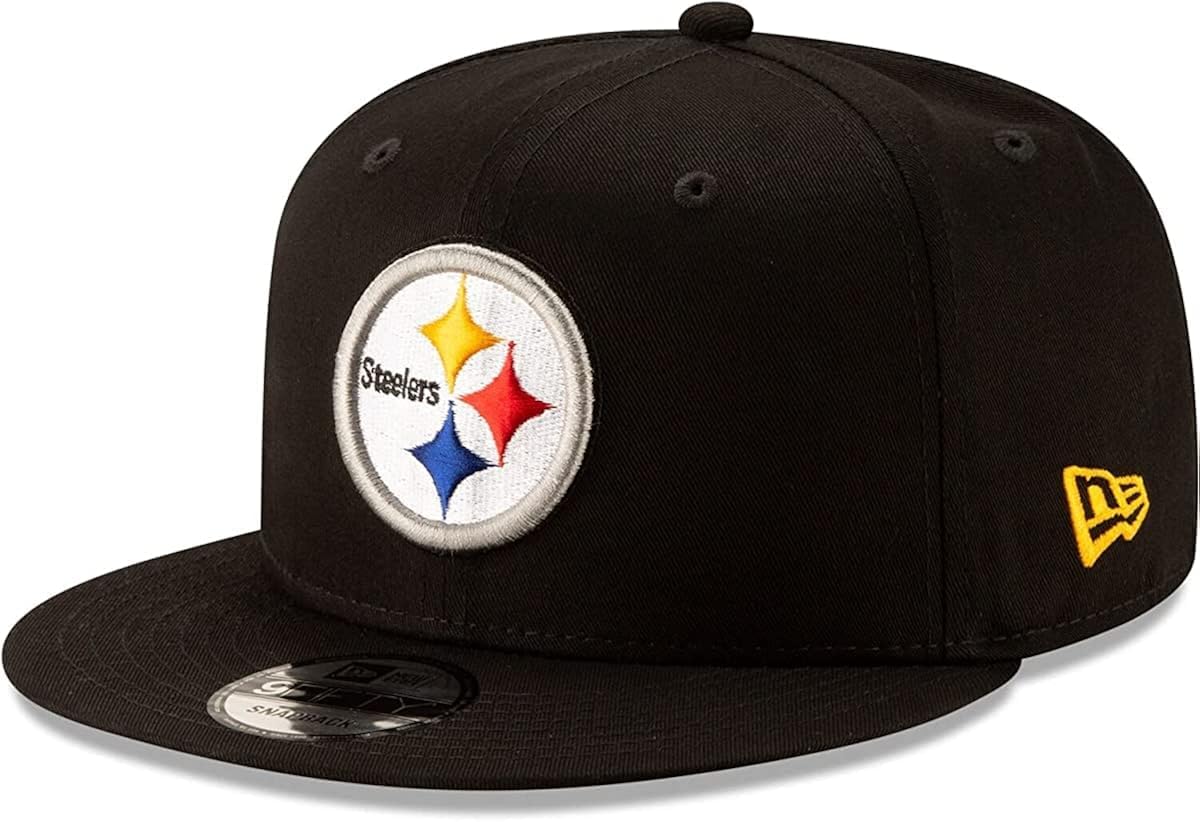 New Era NFL 9FIFTY Team Color Adjustable Snapback Hat Cap - One Size, Pittsburgh Steelers - Black, One Size