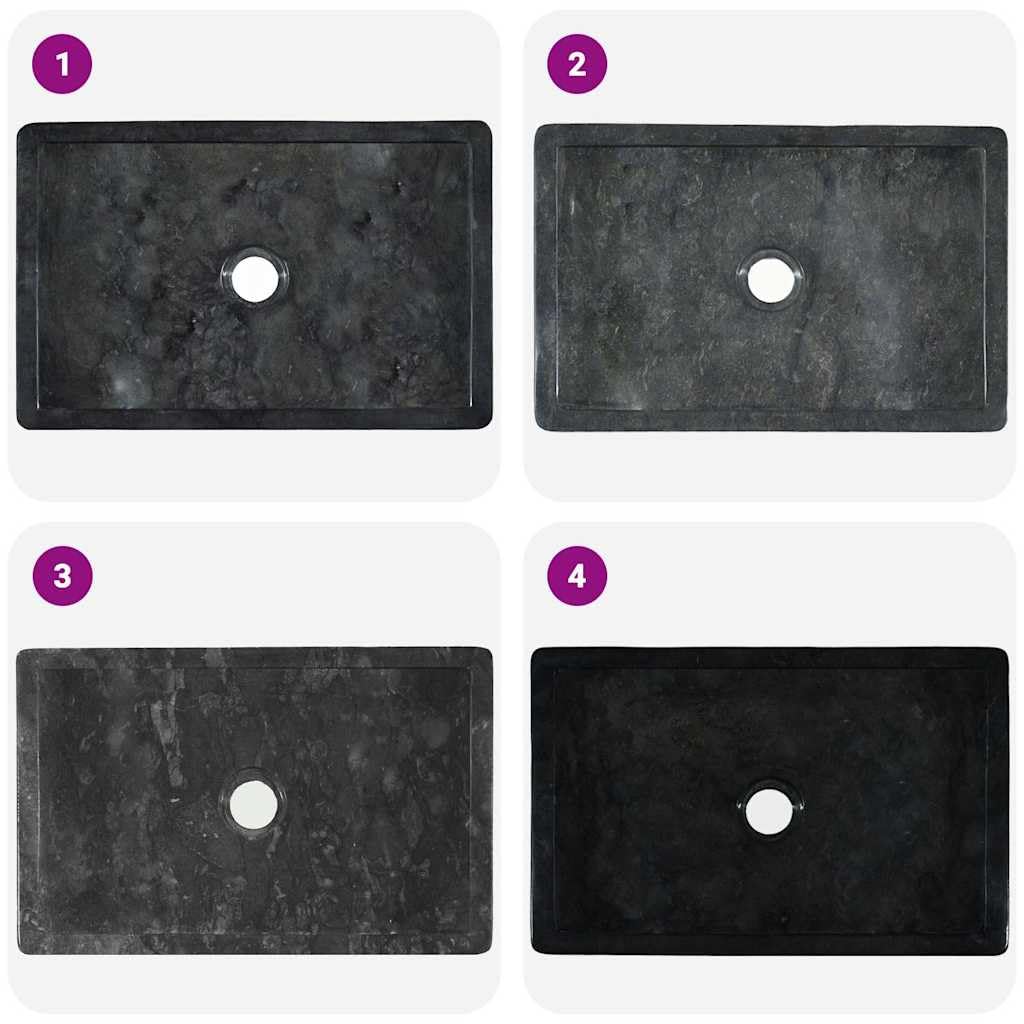 vidaXL Waschbecken 45x30x12cm Marmor Waschschale Waschtisch Aufsatzwaschbecken Waschplatz Handwaschbecken Becken Bad Aufsatzbecken Hochglanz-Schwarz