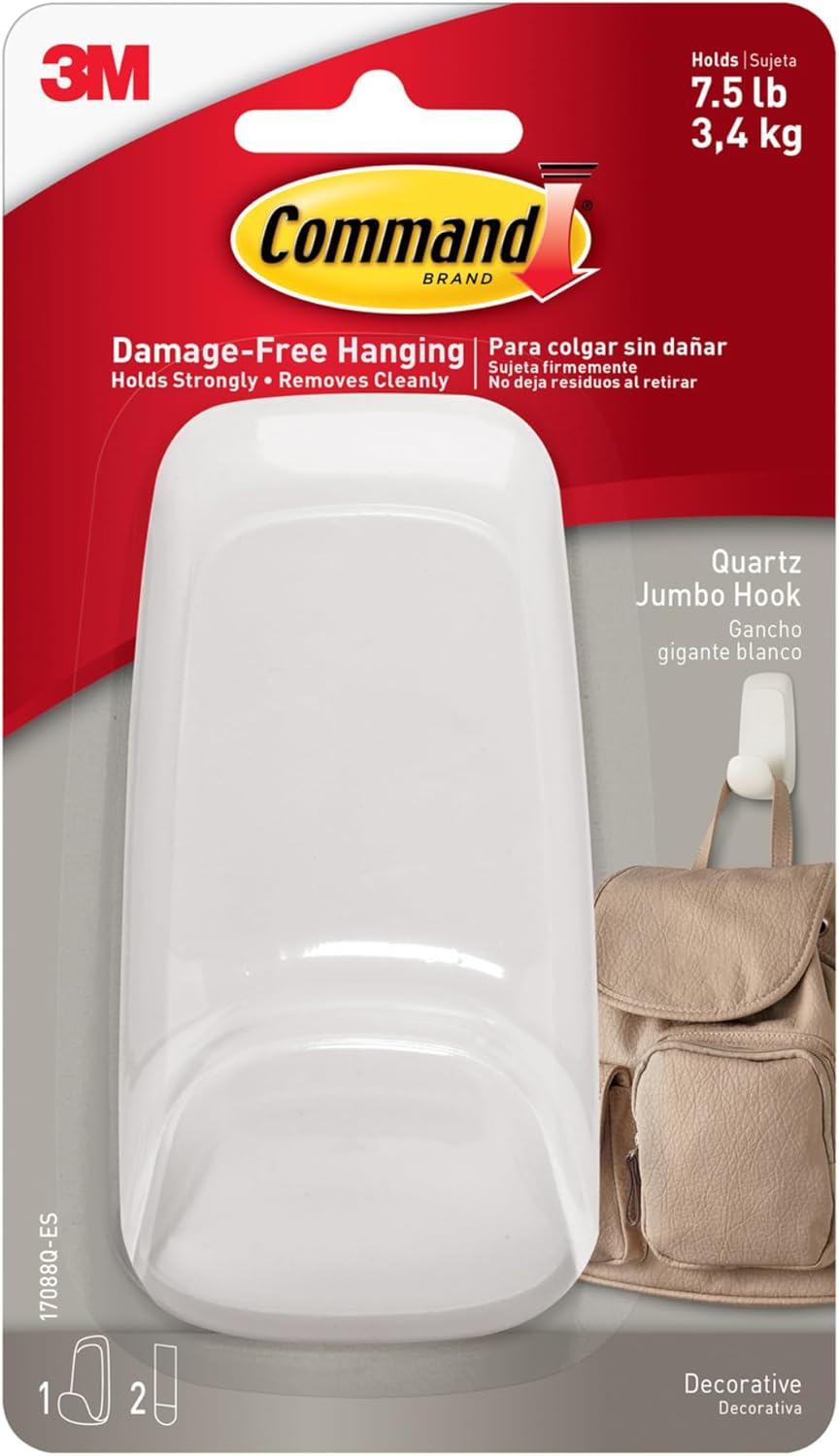 Command Strips 17088q-Es Jumbo White Quartz Color Hook