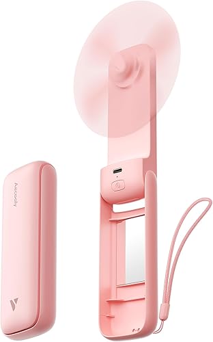 Miniatura 14 de Aecooly Ventilador Portátil Delgado con Espejo, Ventilador de Mano Delgado, Mini Personal Recargable por USB [Tiempo Máximo de Enfriamiento de 24H],