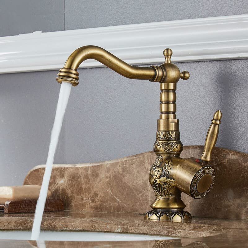 Robinet de lavabo de salle de bain rotatif pour vasque rétro chic