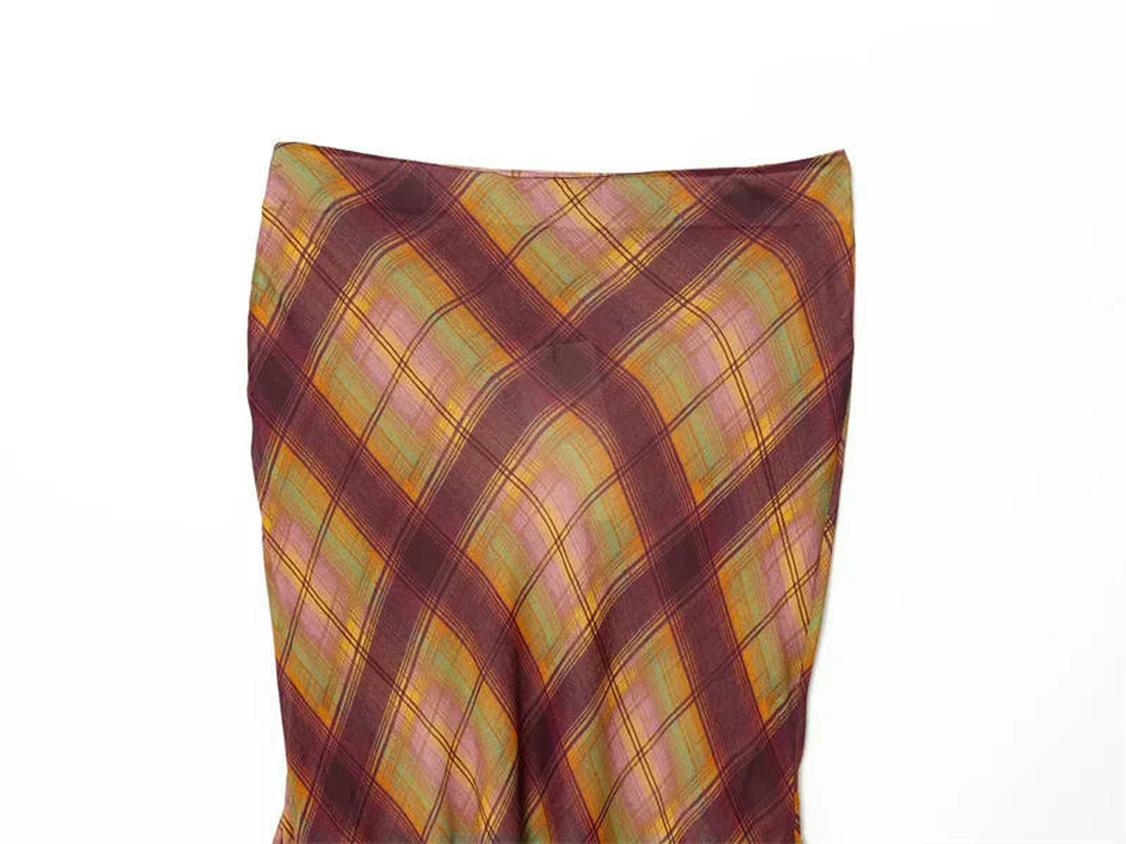 Langer Rock Damen Damen-Midirock, Herbststil, Farbblock, Kariert, Rock, Vielseitig-wie Das Bild-s