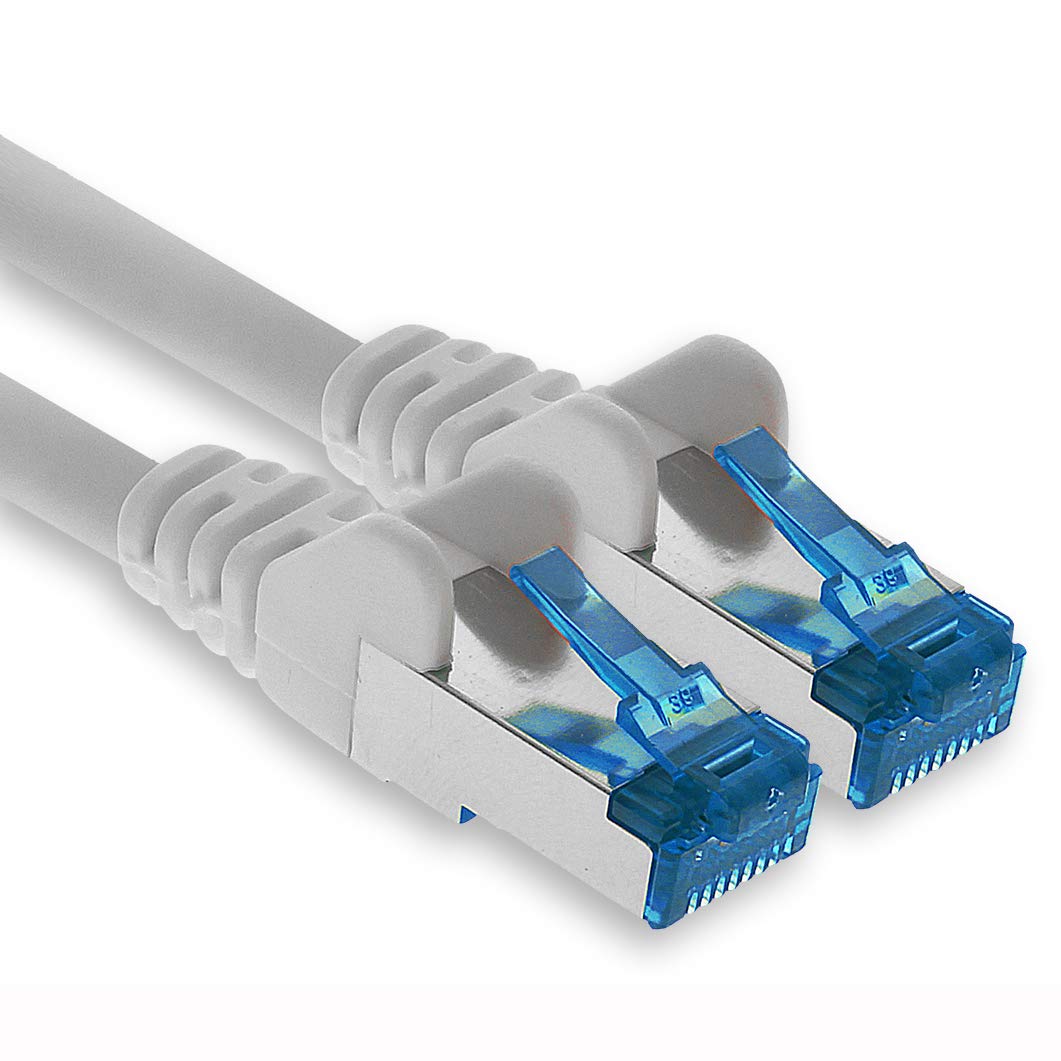 1aTTack.de Patchkabel – 7,5m Ethernet, Netzwerk, Lan Kabel CAT6a (für Gigabit Netzwerke, Router, Switch, Modems mit RJ45 Eingang – weiss)