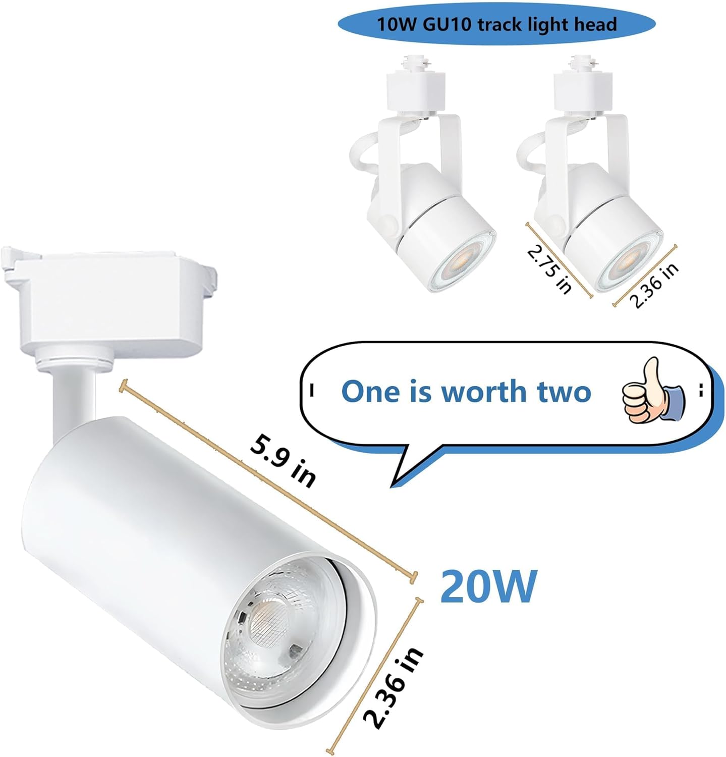 Ultra-Bright H Type White Track Lighting Kit with 13.1 FT Track Rails, 12 Heads 6000K Cool White 20W 2400lm, Dimmable Plug in LED Track Lights Modern Indoor Spotlight Fixture