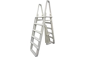 Saftron 7100X Evolution 4' - 4.5' Adjustable A-Frame Pool Ladder with Flip...