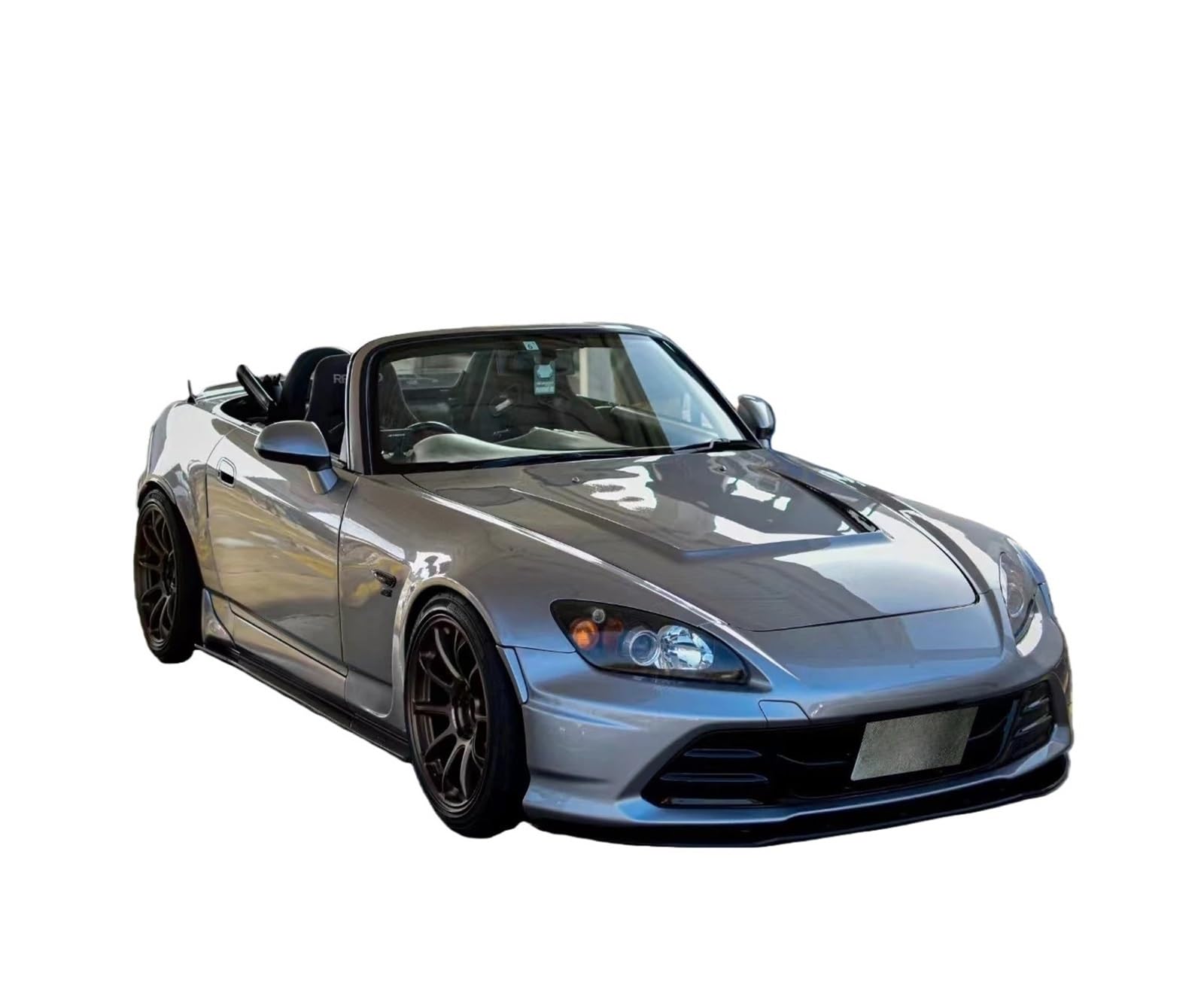 Vollständig silberfarbene Motorhaube im Amuse-Stil aus Kohlefaser, kompatibel mit Honda S2000