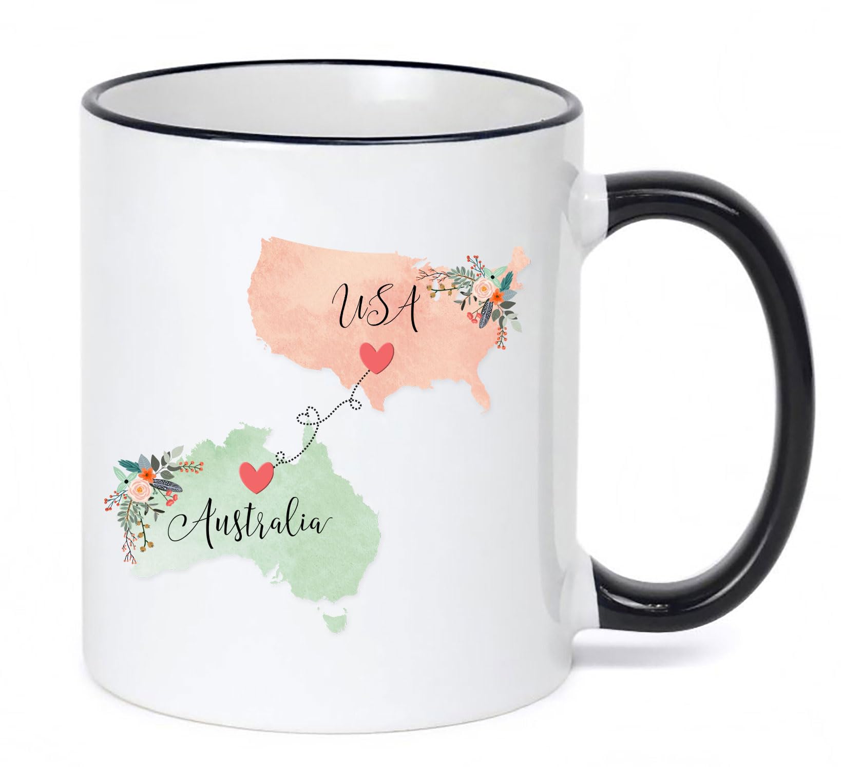 USA Australia Mug Coffee Cup Gift Best Friend Mom Girlfriend Aunt Grandma Birthday Mother's Day Going Away Present Moving New Job Gifts (11 oz, All White)