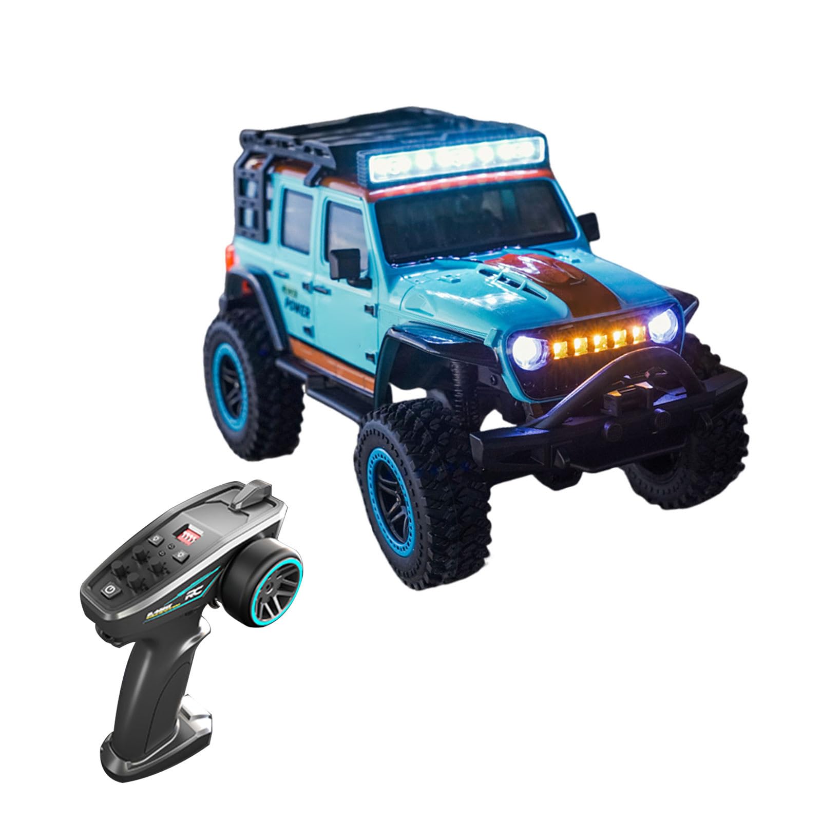 RC Crawler 4WD Velocità Elevata Auto Telecomandata, 1:20 Scala con Luci LED per Avventure Notturne, Bianco