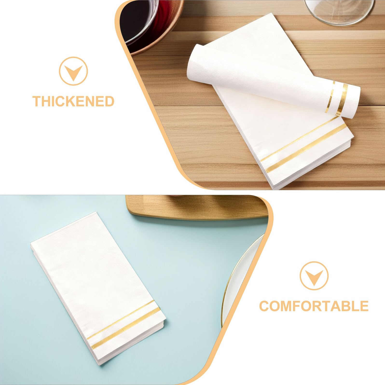 Servilletas de Papel Ribete Dorado 100 Unidades para Bodas Banquetes y Celebraciones Formales Servilletas Desechables Elegantes para Fiestas y Cenas Obsequios
