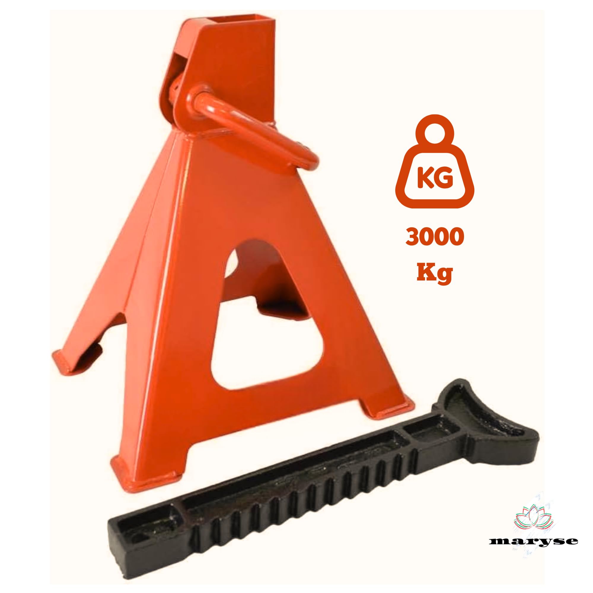 maryse Coppia Cavalletti Auto 3 Tonnellate – Supporti Regolabili in Acciaio Rinforzato con Blocco di Sicurezza – Altezza 285–425 mm – Ideali per Auto, SUV e Furgoni