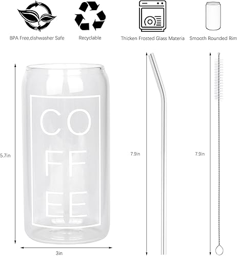 Miniatura 2 de KAUND 4 tazas de café helado con pajita de vidrio vasos de lata de cerveza con impresión bohemia de sublimación de 16 onzas ideal para cócteles