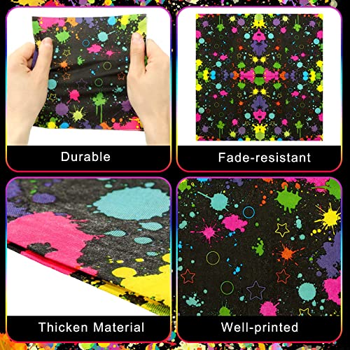 50 Pcs Glow Party Napkins Neon Birthday Party Rainbow Disposable Paper Napkins Musical Leaf Party Supplies Party Napkins Soccer Birthday Party Decorations Rainbow Party Supplies For Party(Neon Style) #TOP2