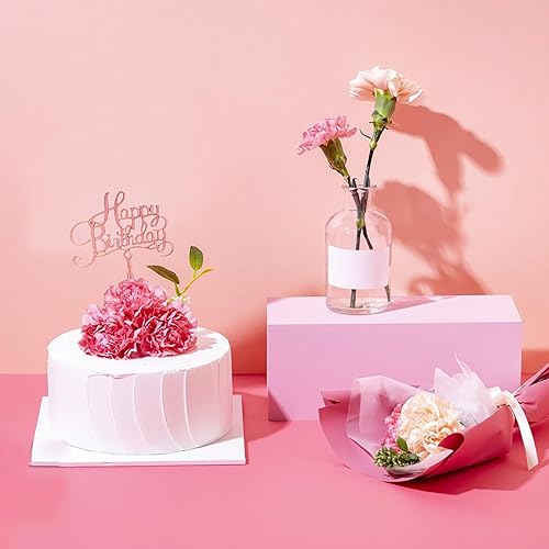 Miniatura 5 de Decoración de pastel de oro rosa, 6 adornos acrílicos para tartas para decoraciones de cumpleaños
