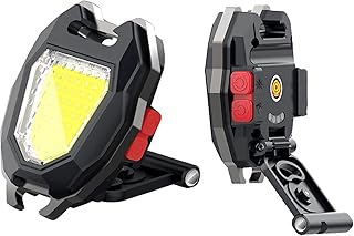 MAKDAK COB Keychain Work Light 1200 Lumen Keychain Flashlight Emergency Light with 7 Light Mode,Build in Lighter,Magnet Base and Folding Bracket Bottle Opener, for Camping Fishing