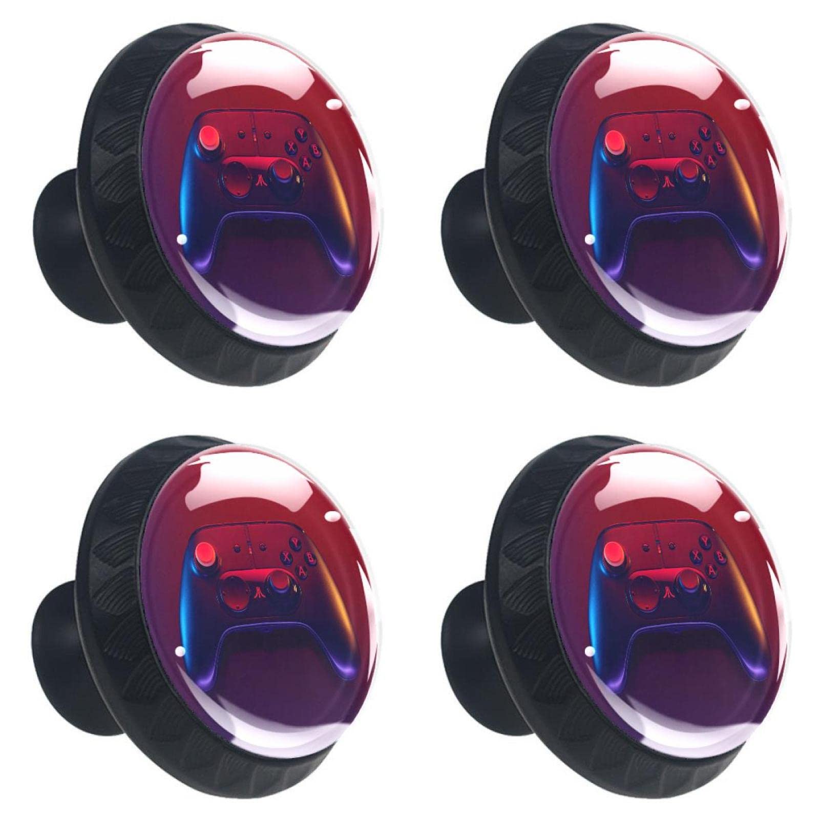 4 Pack Games Gamepad Drawer Knobs Round Kitchen Cabinet Pulls Glass Door Knobs for Chest of Drawers Furniture Cupboard Dresser Wardrobe Door Handles and Knobs, with Screws — image 1