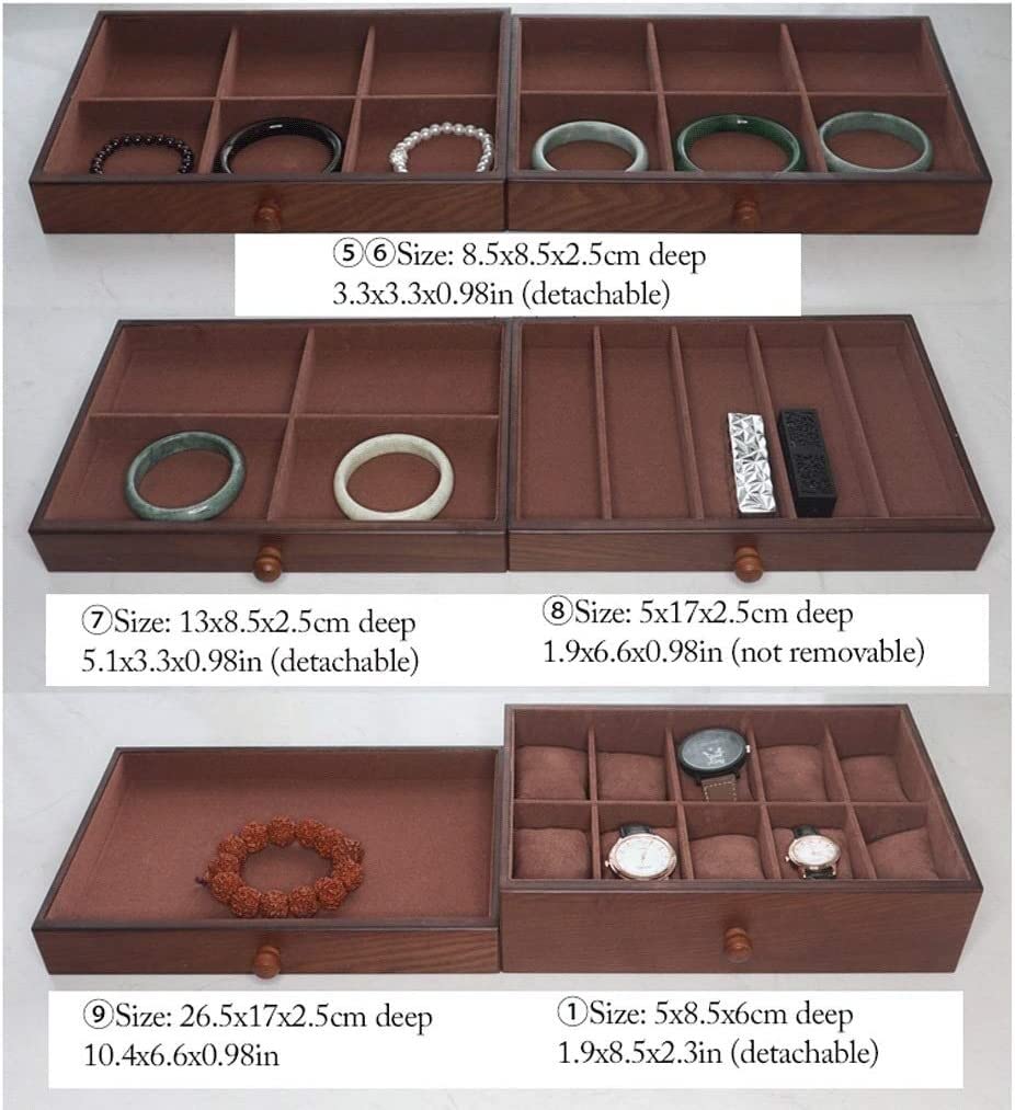 XBTGS Schmuckaufbewahrung, 10-lagiges Holz-Aufbewahrungskästchen mit Schublade, extra große Schmuck-Organizer-Box für Frauen, Geschenk, 30 x 19,5 x 46 cm