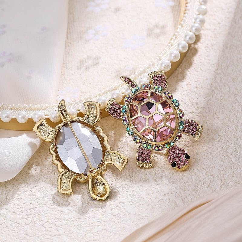 5pcs Turtle Brooch with Crystal Diamonds, Turtle Enamel Pin, Turtle Jewelry for Decorating Clothes4