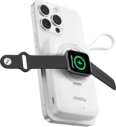 Miady Batería magnética de 10000 mAh, PD 20 W USB-C de carga rápida Power Bankw cables incorporados, cargador portátil inalámbrico para iPhone