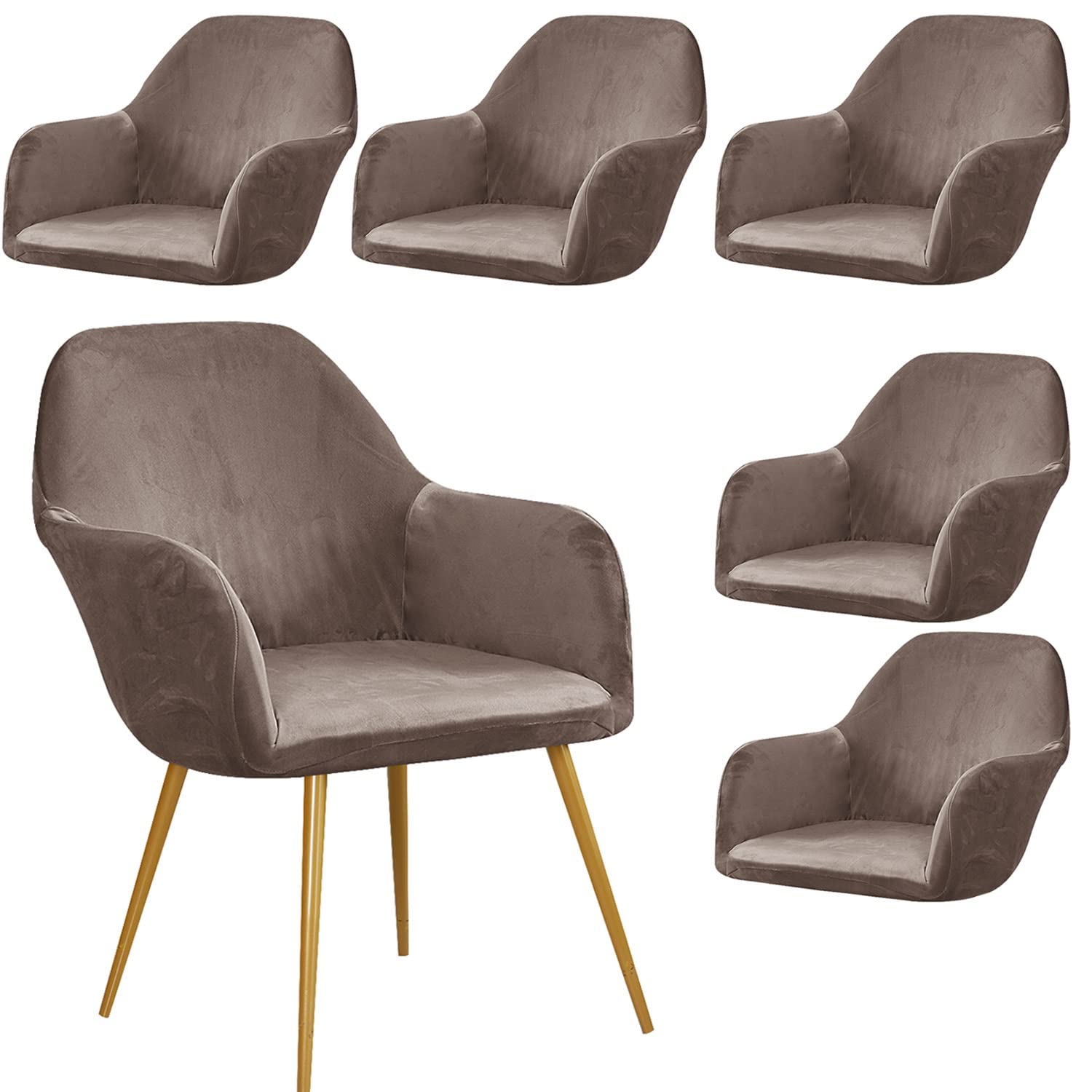 AQIGR Set of 1/2/4/6 Velvet Dining Chair Covers Slipcovers with Wingback Arms, Stretch Office Chair Slipcovers Moderne Curved Dining Chair Protector Covers, for Bar Party Armchair