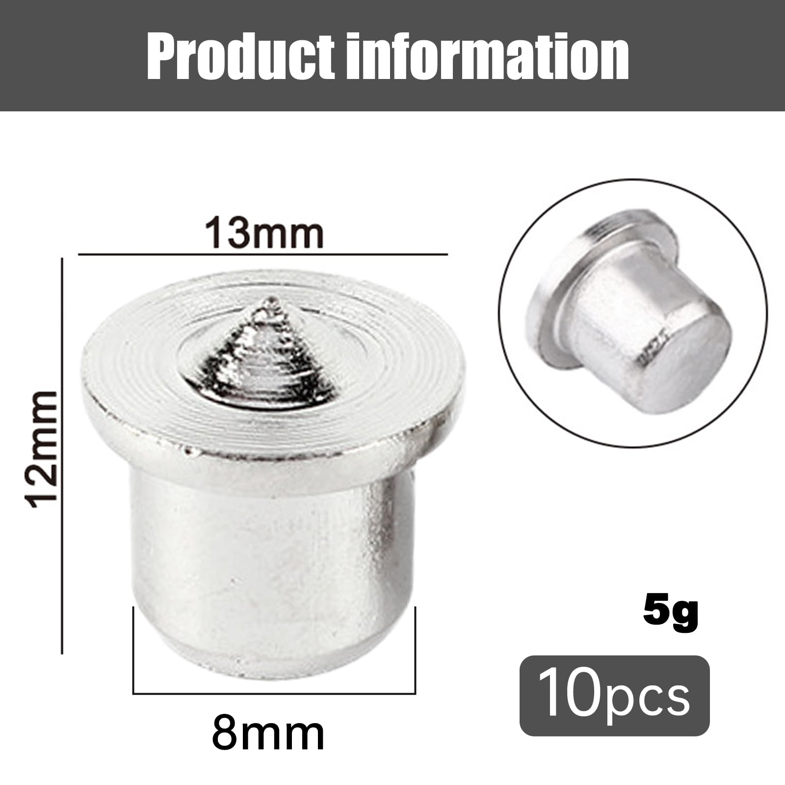10pcs 8mm Dowel Centre Point Drill Center for Accurate Drilling Proper Dowel or Tenon Placement (Y72-10), Silver - Image 2