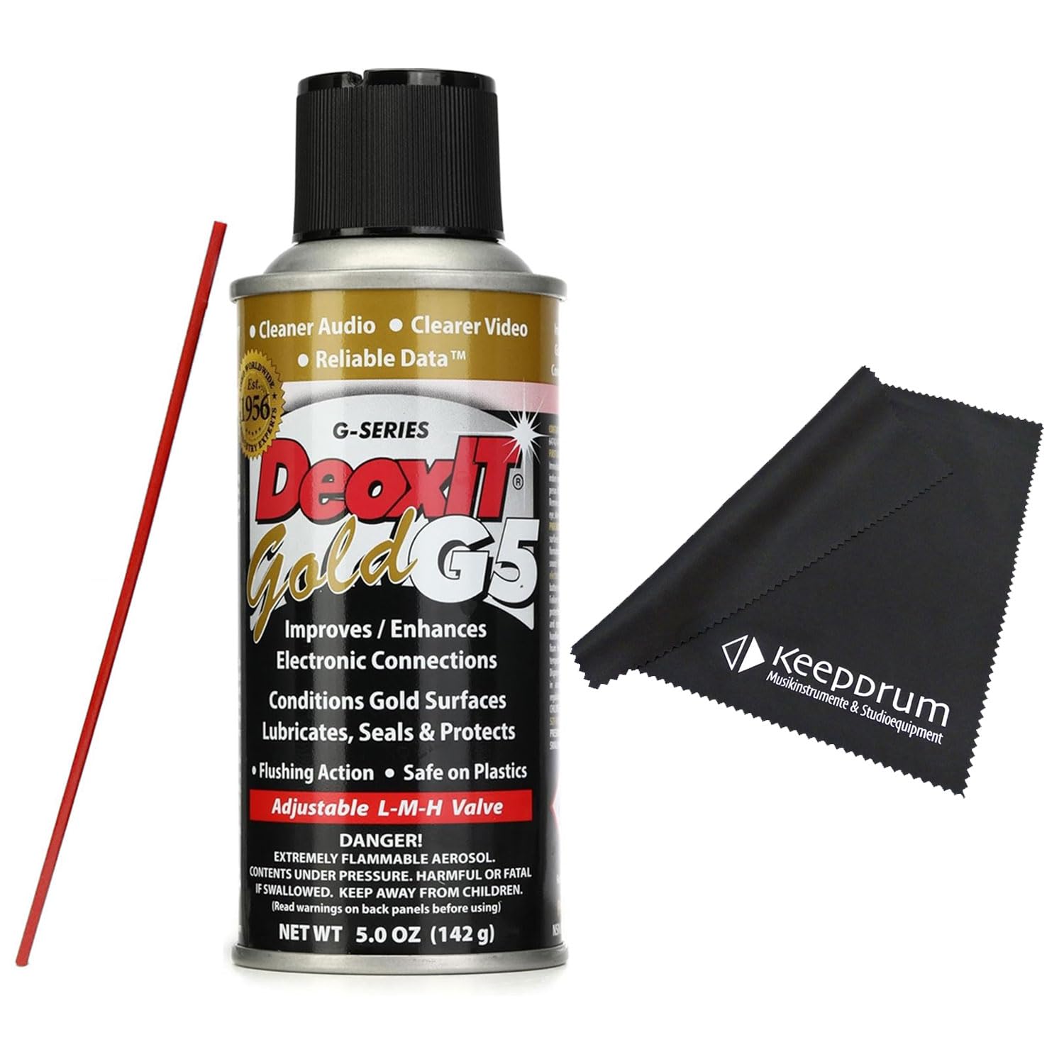 Caig DeoxIT G5S-6 Gold - Spray de contacto con gamuza de microfibra Keepdrum